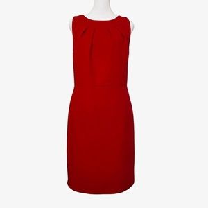 Talbots High Neck Sheath Red Wool Dress Size L